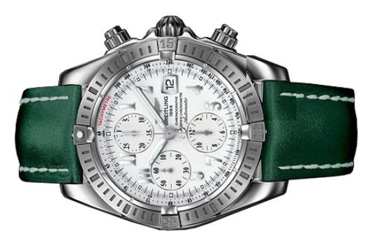 The white dials copy watches have green straps.