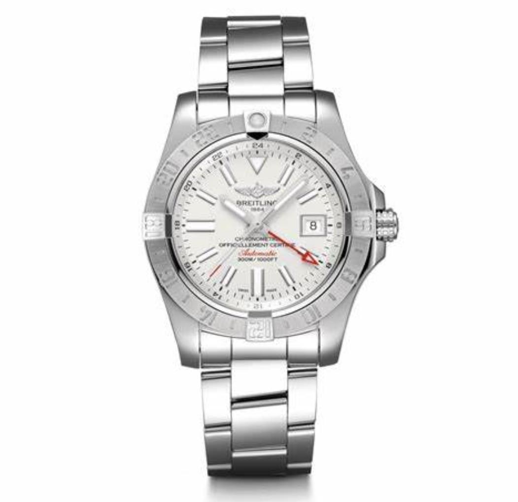 The 42mm fake watch has a white dial.